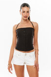 Maddy Linen Halter Top, BRONX BROWN - example image 1
