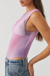 Mesh Graphic Sleeveless Bodysuit, PINK/ORB - alternate image 3