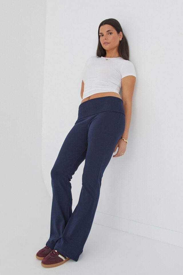 Fold Back Flare Pant, ALL STAR NAVY