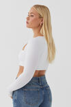 Light Luxe Long Sleeve Crop Top, WHITE - alternate image 3