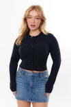 Kendal Cropped Knit Cardigan, ALL STAR NAVY - alternate image 1