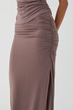 Soft Ruched Split Maxi Skirt, BROWN CAROB - alternate image 4