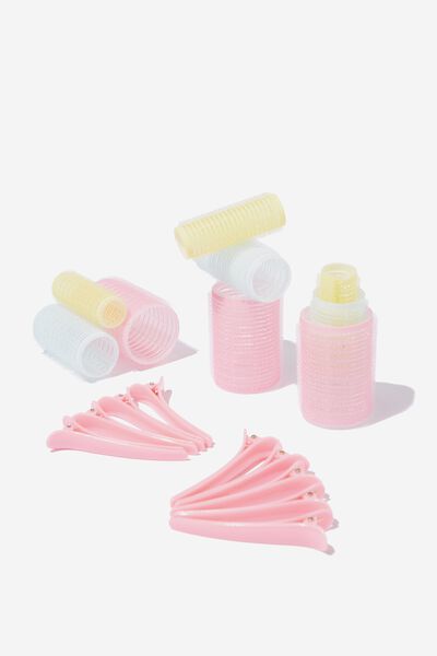Clip And Hair Roller Pack, PINK