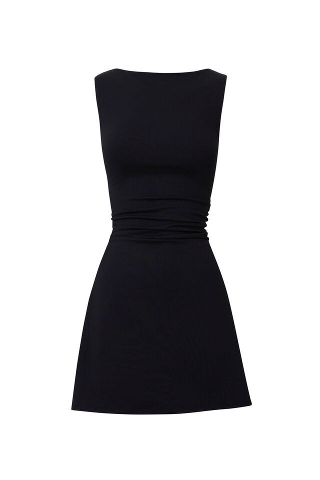 Maya A-Line Mini Dress, BLACK