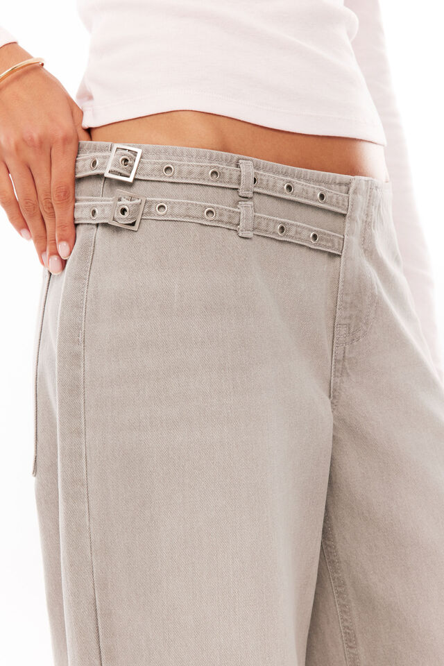 Belted Baggy Jean, BLASTED GREY