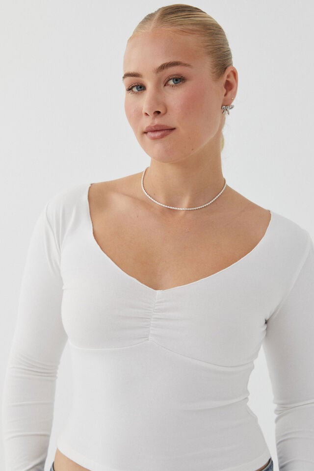 Audrey Long Sleeve Top, SUMMER WHITE