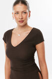 Avani V Neck Top, BROWN BEAN - example image 2