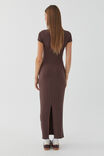 Soft Short Sleeve Maxi Dress, ESPRESSO BROWN - alternate image 3