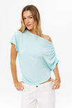 Cecilia Draped Top, GLOSSY AQUA - example image 1