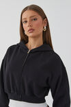 Jolie Cropped Zip Through Hoodie, BLACK - alternate image 4