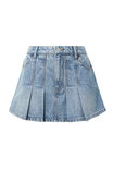 Pleated Denim Mini Skirt, HAZE BLUE - alternate image 6