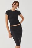 Luxe Hipster Midi Skirt, BLACK - alternate image 1