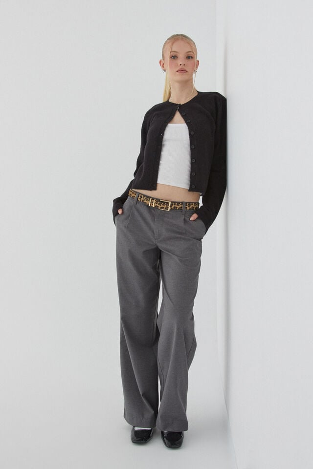 Vienna Wide Leg Pant, CHARCOAL MARLE