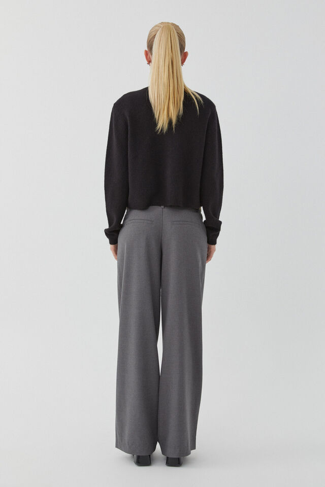 Vienna Wide Leg Pant, CHARCOAL MARLE