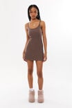 Lulu Scoop Neck Mini Dress, BROWN CAROB - alternate image 1