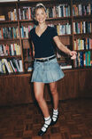 Pleated Denim Mini Skirt, HAZE BLUE - alternate image 1