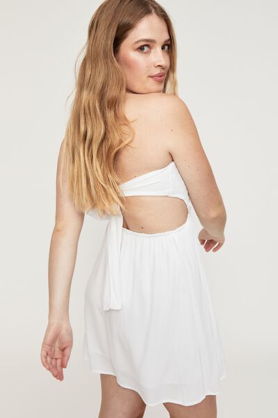 Dawn Shirred Mini Dress, WHITE