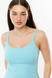 Sleek Riri Scoop Neck Tank, GLOSSY AQUA - example image 2