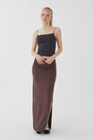 Soft Ruched Split Maxi Skirt, ESPRESSO BROWN - alternate image 1