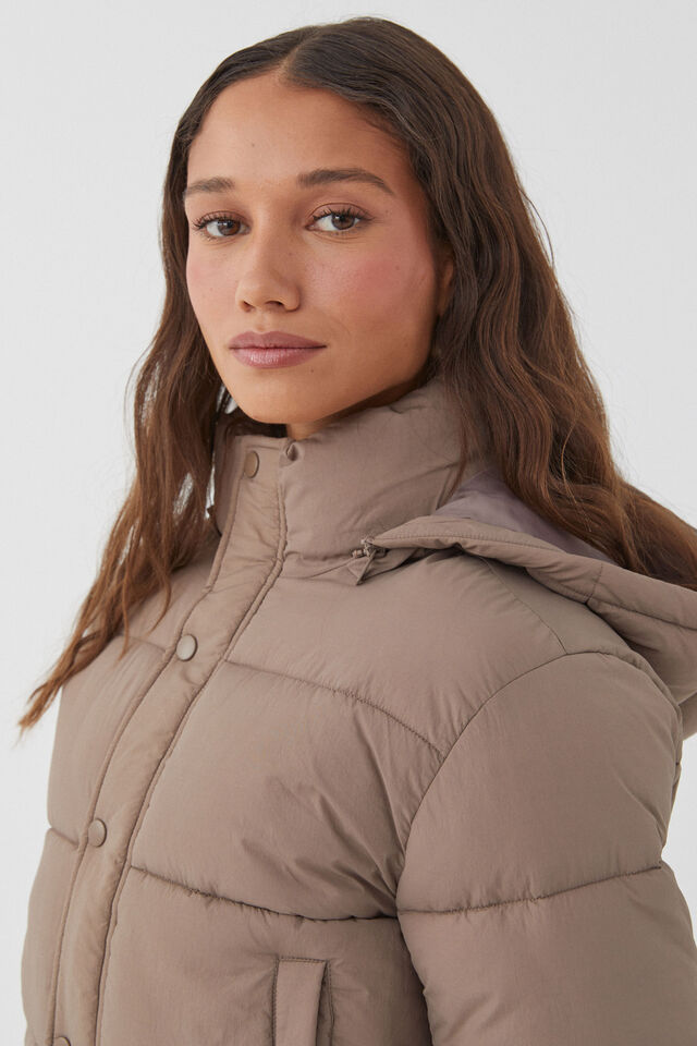 Recycled Puffer Jacket, MINK BROWN