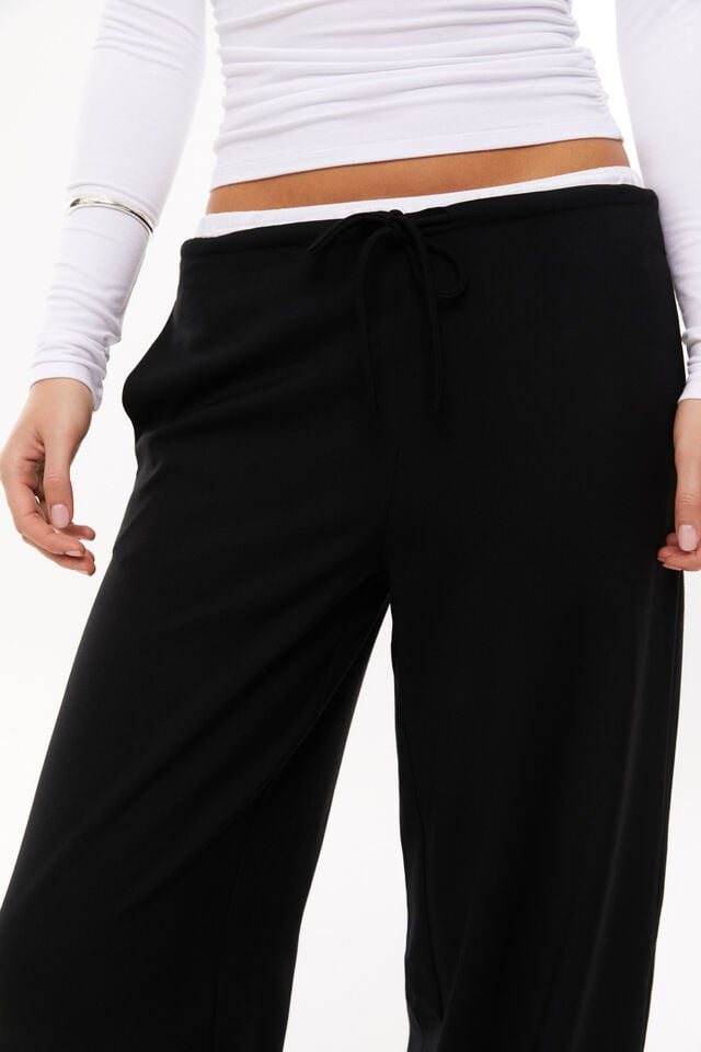 Bailey Layered Tailored Pant, BLACK