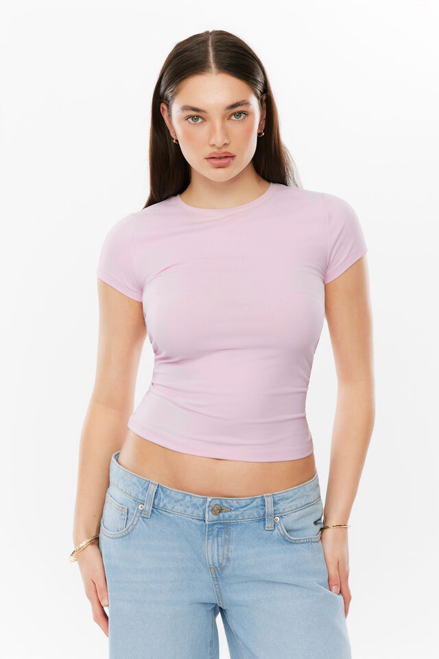 Sleek Shay Short Sleeve Top, PIXEL PINK