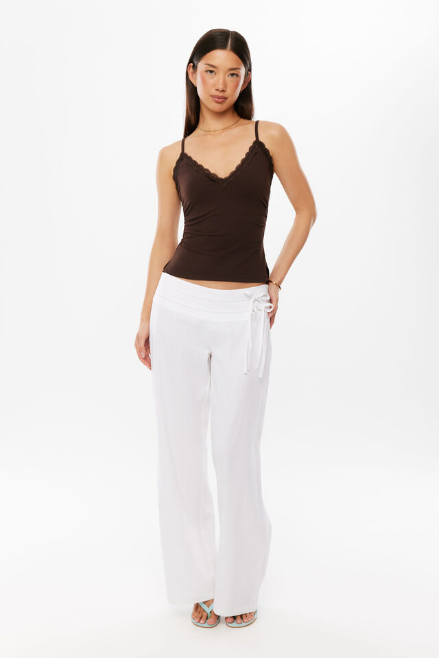 Sleek Margot Lace Trim Tank, GLAZE BROWN