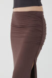 Soft Ruched Split Maxi Skirt, ESPRESSO BROWN - alternate image 4