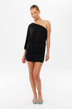 Soft Kimberly One Shoulder Mini Dress, BLACK - example image 1