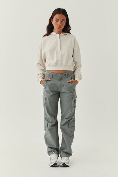 Polly Cropped Hoodie, WASHED BLEACHED BEIGE