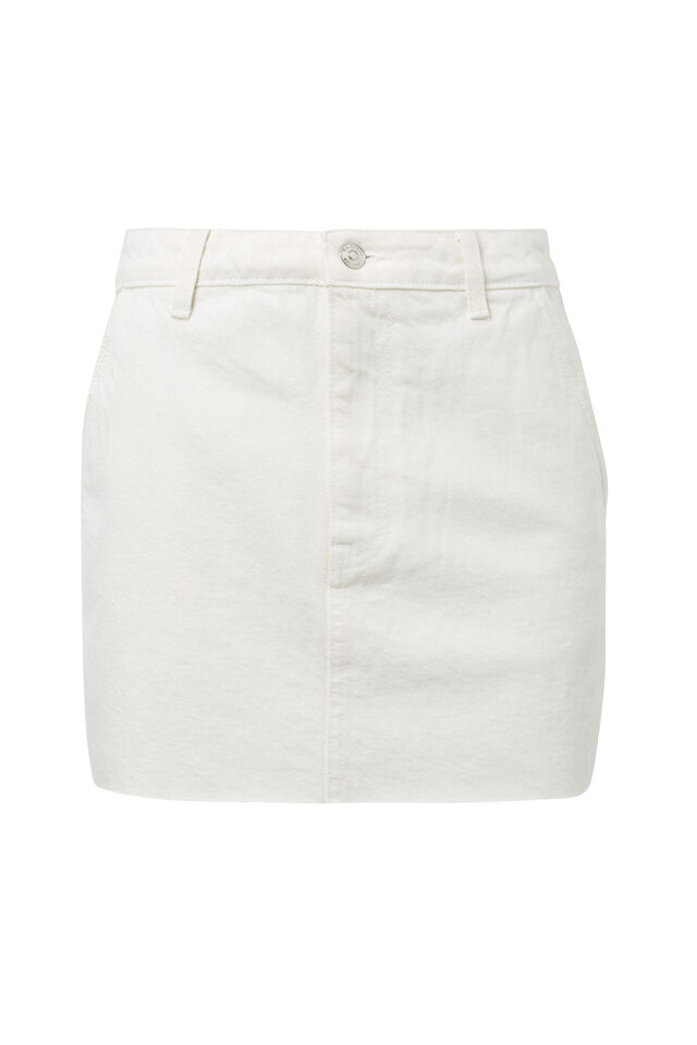 Carpenter Denim Mini Skirt, WARM WHITE