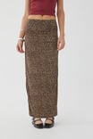 Soft Ruched Split Maxi Skirt, NINA LEOPARD BROWN - alternate image 2