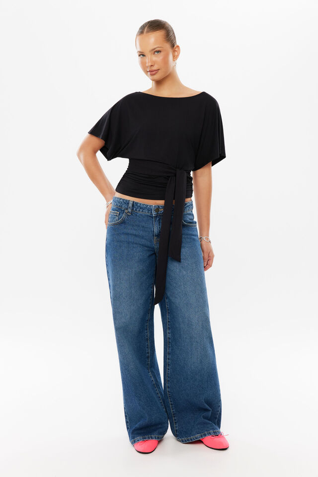 Soft Layla Tie Top, BLACK