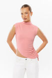 Dahlia Draped Top, SUNSET CORAL - example image 2