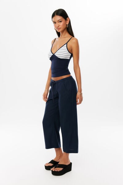 Sopha Dopha Y2k Linen Capri, MIDNIGHT NAVY