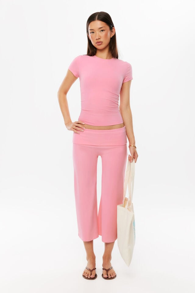 Sleek Wide Leg Capri, CANDYCORE PINK