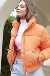 Recycled Cropped Puffer, ORANGE POP