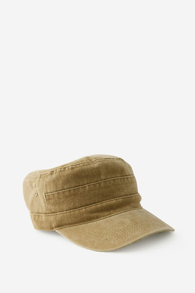 Y2k Military Cap, WASHED KAHKI