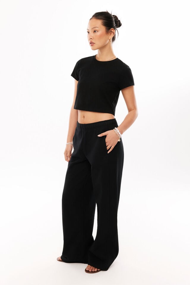 Sasha Wide Leg Track Pant, BLACK