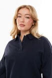 Pia Collared Polo Jumper, NAVY - alternate image 4