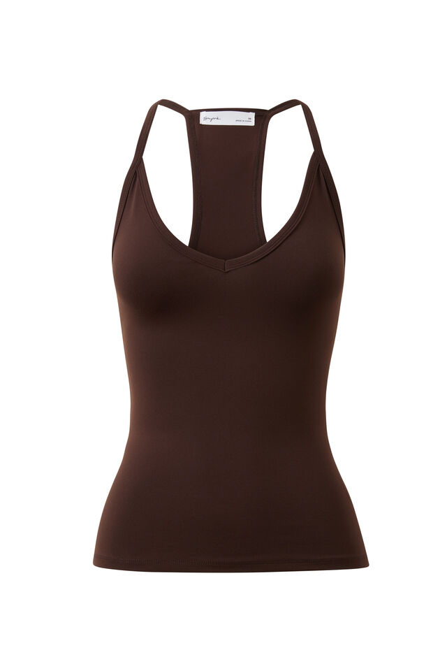 Sleek Phoebe V Neck Top, GLAZE BROWN