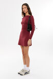 Catie Long Sleeve Ruched Mini Dress, DEEP CHERRY - alternate image 5