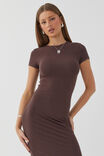 Soft Short Sleeve Maxi Dress, ESPRESSO BROWN - alternate image 2