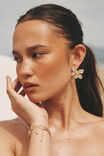 Earring Single Pack, GOLD/WHITE HIBISCUS - example image 1