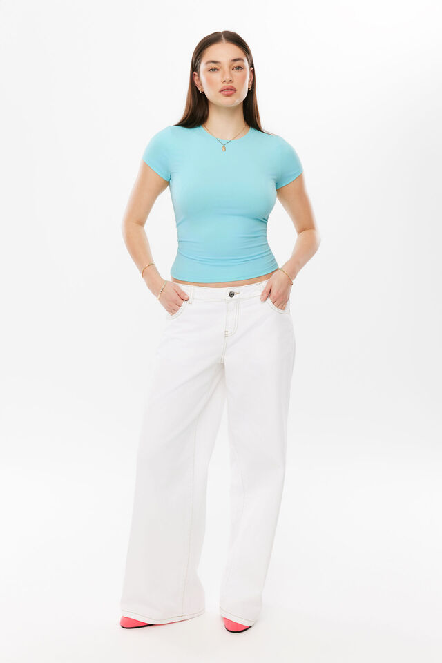 Sleek Shay Short Sleeve Top, GLOSSY AQUA