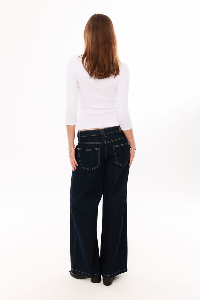 Tommy 3/4 Sleeve Top, WHITE