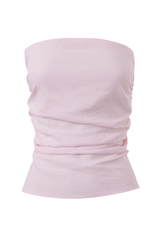 Hadley Strapless Linen Top, POWDER BLUSH