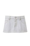 Ultra Low Micro Denim Skirt, CLEAN WHITE CONTRAST - example image 6