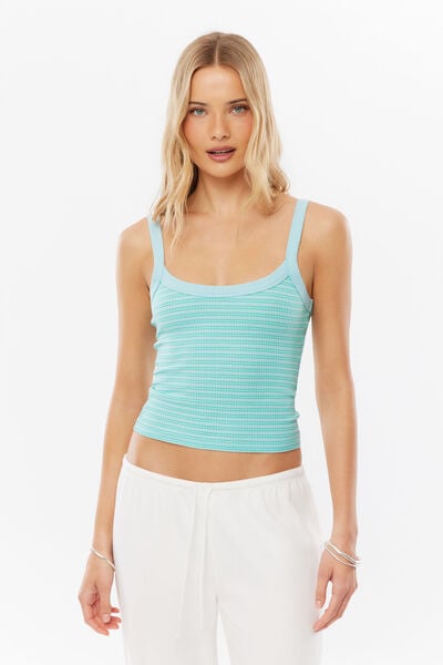 Riri Scoop Neck Tank, GLASSY BLUE/ JELLY MINT STRIPE