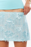 Jovie Sequin Mini Skirt, GLOSSY AQUA - example image 2